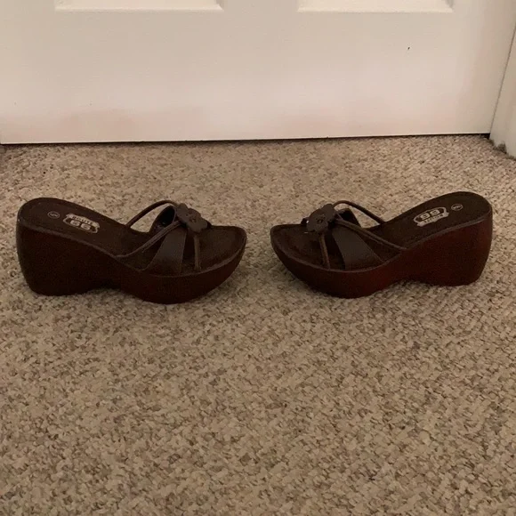 Vtg 90s Route 66 brown platform Y2K strappy sandals sz 6 - Picture 2 of 7